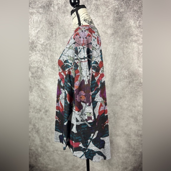 Inoah USA Gray Floral Patterned 3/4 Sleeve Women's Top Size M - Picture 5 of 8